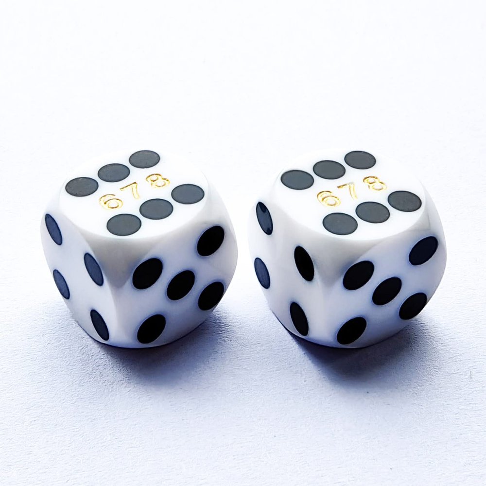 Bescon Professional Precision Dice Round Corner 9/16" (14.3mm) with Random Serial Number, Precision Cut Dice 14.3MM Solid White, 2pcs Set