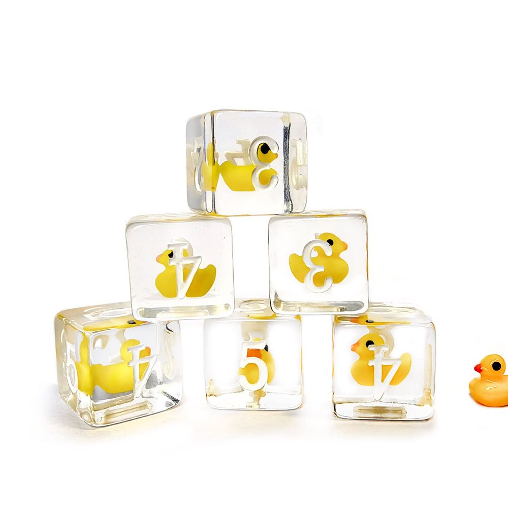 Bescon Yellow Duck 6 Sides Dice Set 6pcs Set in Brick Box, 16MM Yellew Duck D6 6pcs
