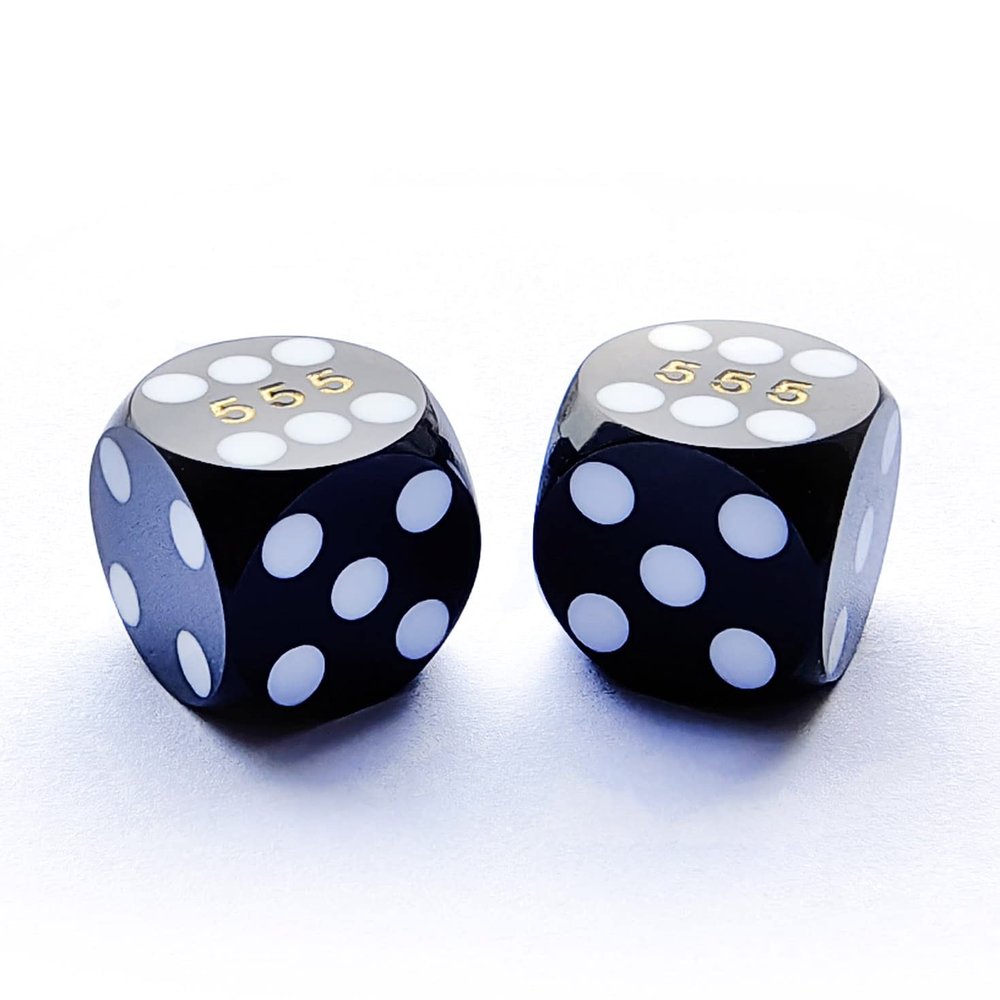 Bescon Professional Precision Dice Round Corner 5/8" (16mm) with Random Serial Number, Precision Cut Dice 16MM Solid Black, 2pcs Set