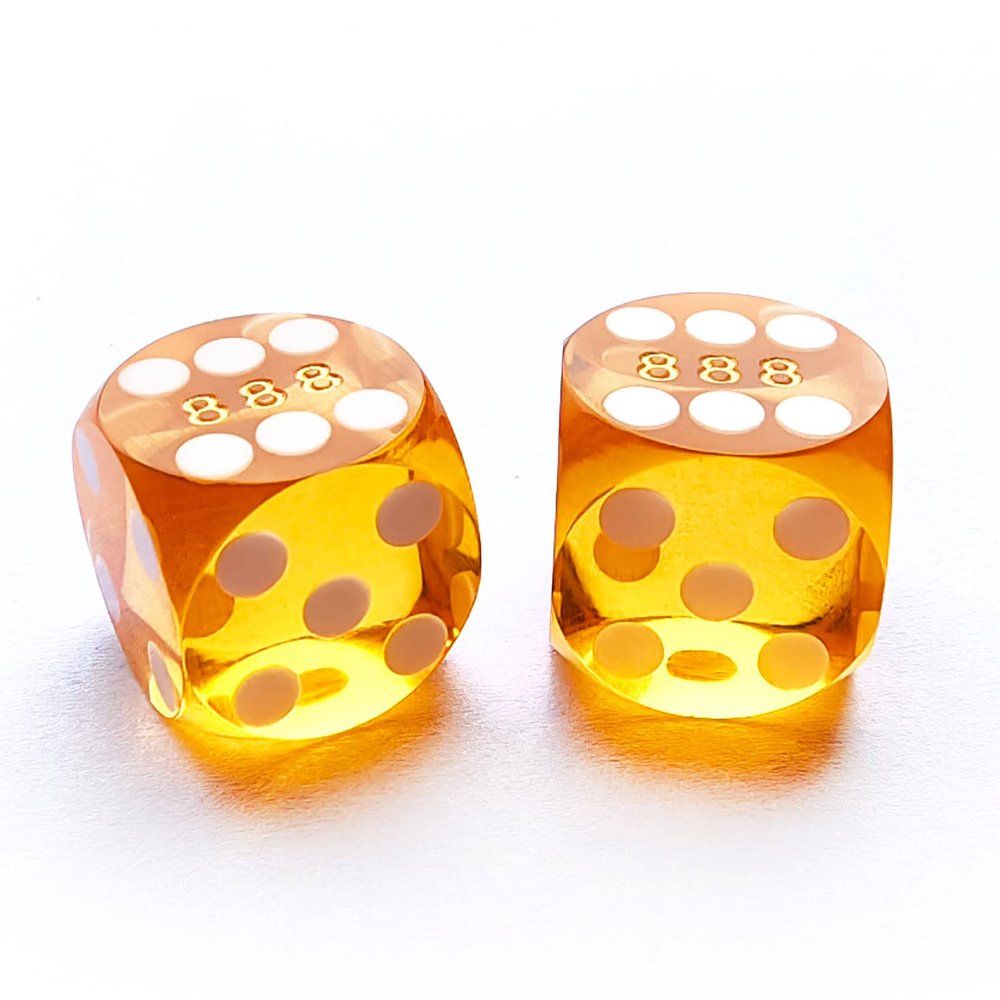 Bescon Professional Precision Dice Round Corner 5/8" (16mm) with Random Serial Number, Precision Cut Dice 16MM Gem Orange, 2pcs Set