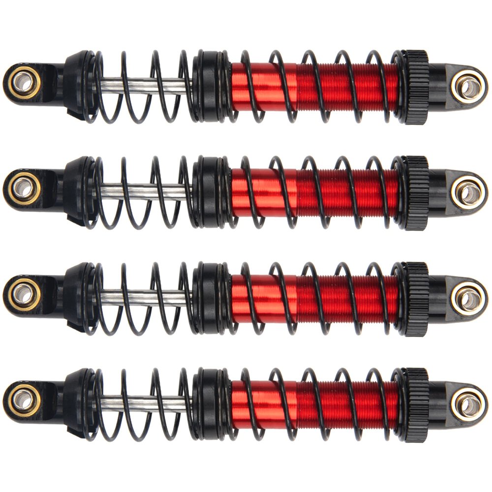 4Pcs Vgoohobby Metal Shocks Absorber Adjustable Dampers Compatible with Axial SCX10 Traxxas TRX4 D90 90046 Redcat Gen7 1/10 RC Crawler Car (Red,90mm)