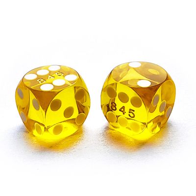Bescon Professional Precision Dice Round Corner 5/8" (16mm) with Random Serial Number, Precision Cut Dice 16MM Gem Yellow, 2pcs Set