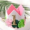 Agkvw Pink Wild One Birthday Crown for Girls - Tropical Pink 1st Birthday Hat, Girls Jungle Safari 1st Birthday Decoration, Hawaiian 1stBirthday Decor view 3