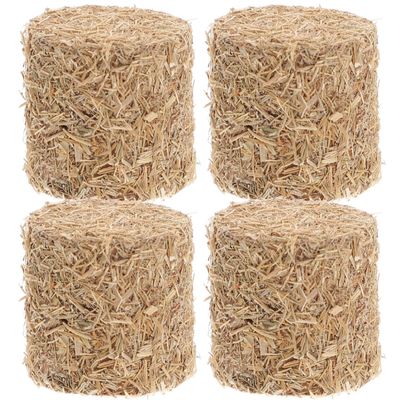 SEWACC 4pcs Mini Bales Miniature Blocks for Craft Dollhouse Decoration Miniature Dollhouse Accessories