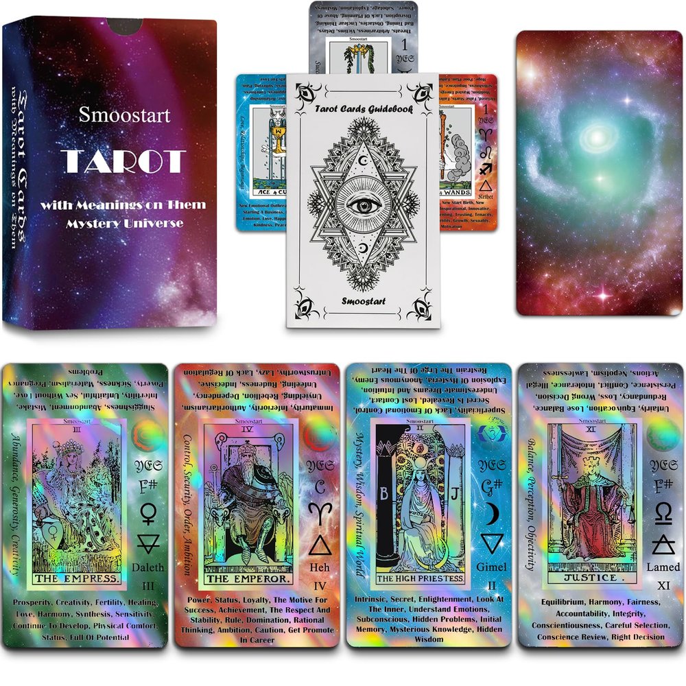 Smoostart Tarot Cards (Holographic Mystery Universe with Meanings on Cards)