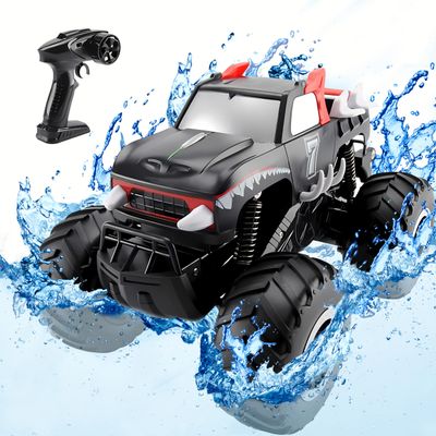 GoolRC Amphibious Remote Control Car, 1:16 Scale 4WD RC Cars, 360?Rotating Waterproof RC Stunt Car, 2.4GHz All Terrains RC Monster Truck, Remote Control Boat (Red)