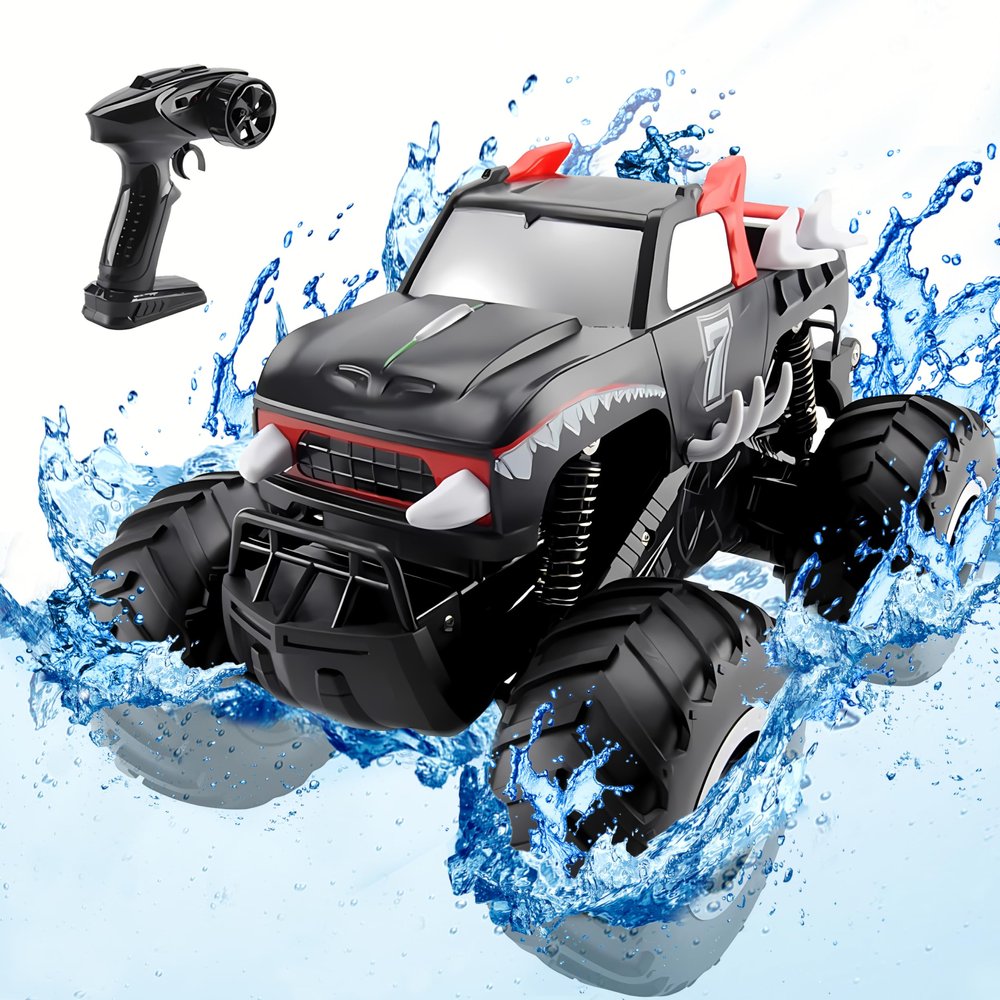 GoolRC Amphibious Remote Control Car, 1:16 Scale 4WD RC Cars, 360?Rotating Waterproof RC Stunt Car, 2.4GHz All Terrains RC Monster Truck, Remote Control Boat (Red)