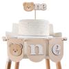 Wooden Teddy Bear High Chair Banner - Teddy Bear Birthday Cake Topper,1st Birthday Teddy Bear Decorations,Beary First Birthday Decor,Teddy Bear High Chair Banner for 1st Birthday view 1