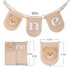 Wooden Teddy Bear High Chair Banner - Teddy Bear Birthday Cake Topper,1st Birthday Teddy Bear Decorations,Beary First Birthday Decor,Teddy Bear High Chair Banner for 1st Birthday view 2