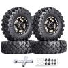 HobbyPark Brass 1.0 Beadlock Wheels & Tires for 1/18 TRX4M Upgrades Parts 1/18 SCX24 1/24 RC Crawler Replacement, Set of 4 (Type B) view 1
