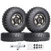 HobbyPark Brass 1.0 Beadlock Wheels & Tires for 1/18 TRX4M Upgrades Parts 1/18 SCX24 1/24 RC Crawler Replacement, Set of 4 (Type E) view 1