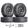 HobbyPark Brass 1.0 Beadlock Wheels & Tires for 1/18 TRX4M Upgrades Parts 1/18 SCX24 1/24 RC Crawler Replacement, Set of 4 (Type C) view 1