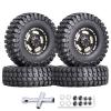 HobbyPark Brass 1.0 Beadlock Wheels & Tires for 1/18 TRX4M Upgrades Parts 1/18 SCX24 1/24 RC Crawler Replacement, Set of 4 (Type D) view 1