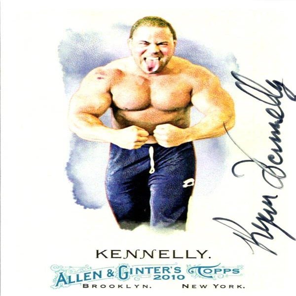 Autograph Warehouse 665278 Ryan Kennelly Autographed Bench Press World Record Holder SC 2010 Topps Allen & Ginter No.21 Trading Card