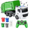 CALEST 2.4Ghz RC Garbage Truck with 4 Trash Cans, 6 Channel Remote Control, Waste Management Toy, 100pcs Garbage Sorting Cards, Boys 3+ view 1