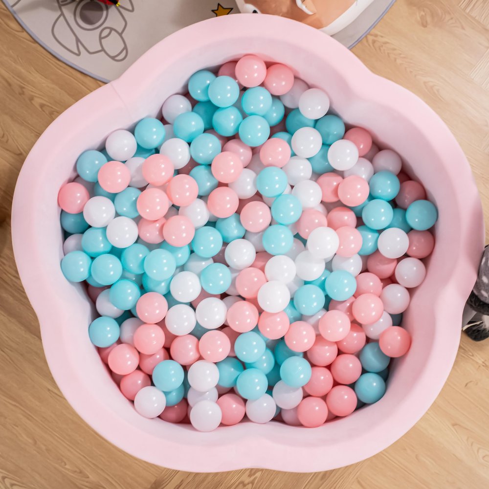ZYSMALAT Baby Ball Pit - Premium Velvet Memory Foam Ball Pit for Toddlers 1-3 and Babies - Large Pink Flower Baby Ballpit - Indoor Soft Play Equipment for Kids - Pink - Balls NOT Included