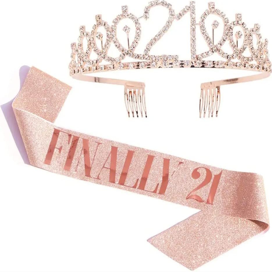 FINALLY 21 Birthday Sash & Tiara Set for Her Happy Birthday Party