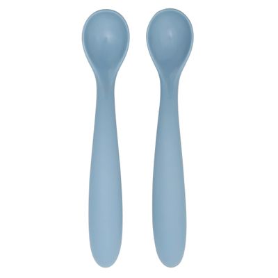 dollop Silicone Baby Feeding Spoon | 2 pack | BPA Free | Dishwasher Safe (Slate Blue)