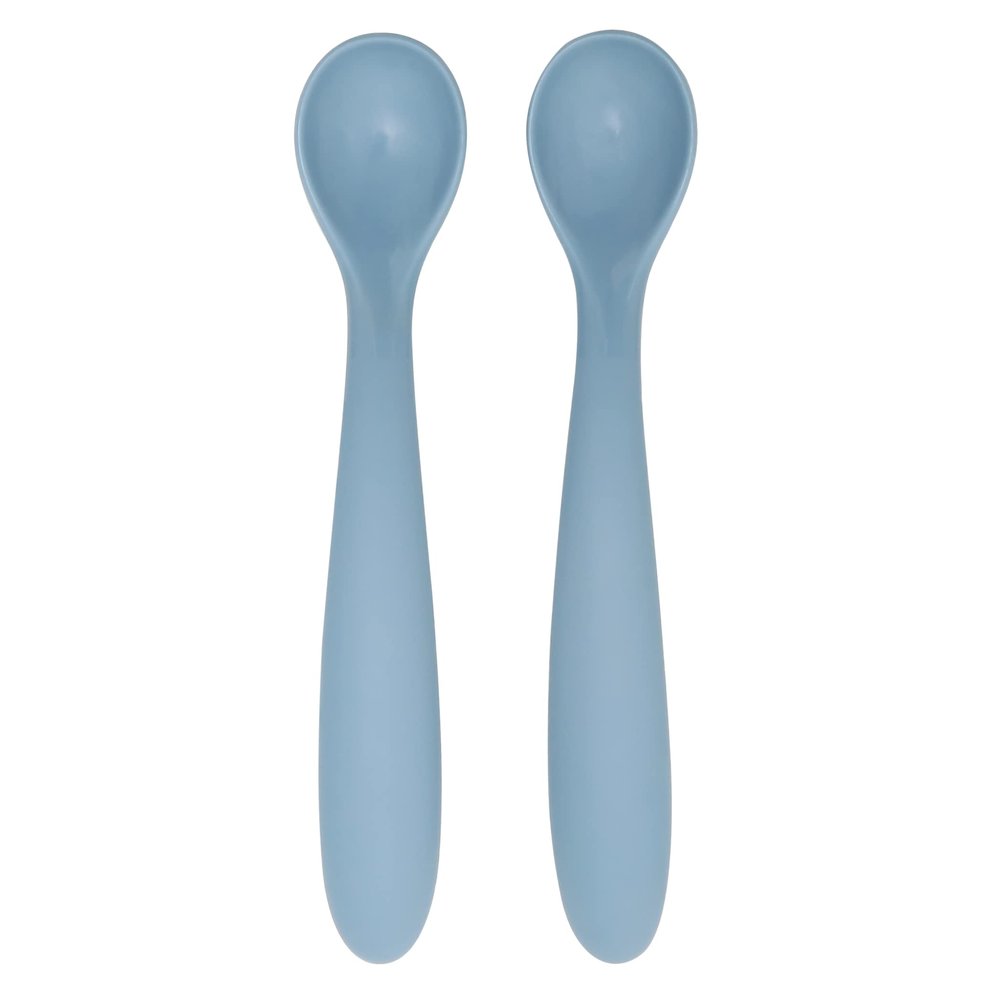 dollop Silicone Baby Feeding Spoon | 2 pack | BPA Free | Dishwasher Safe (Slate Blue)