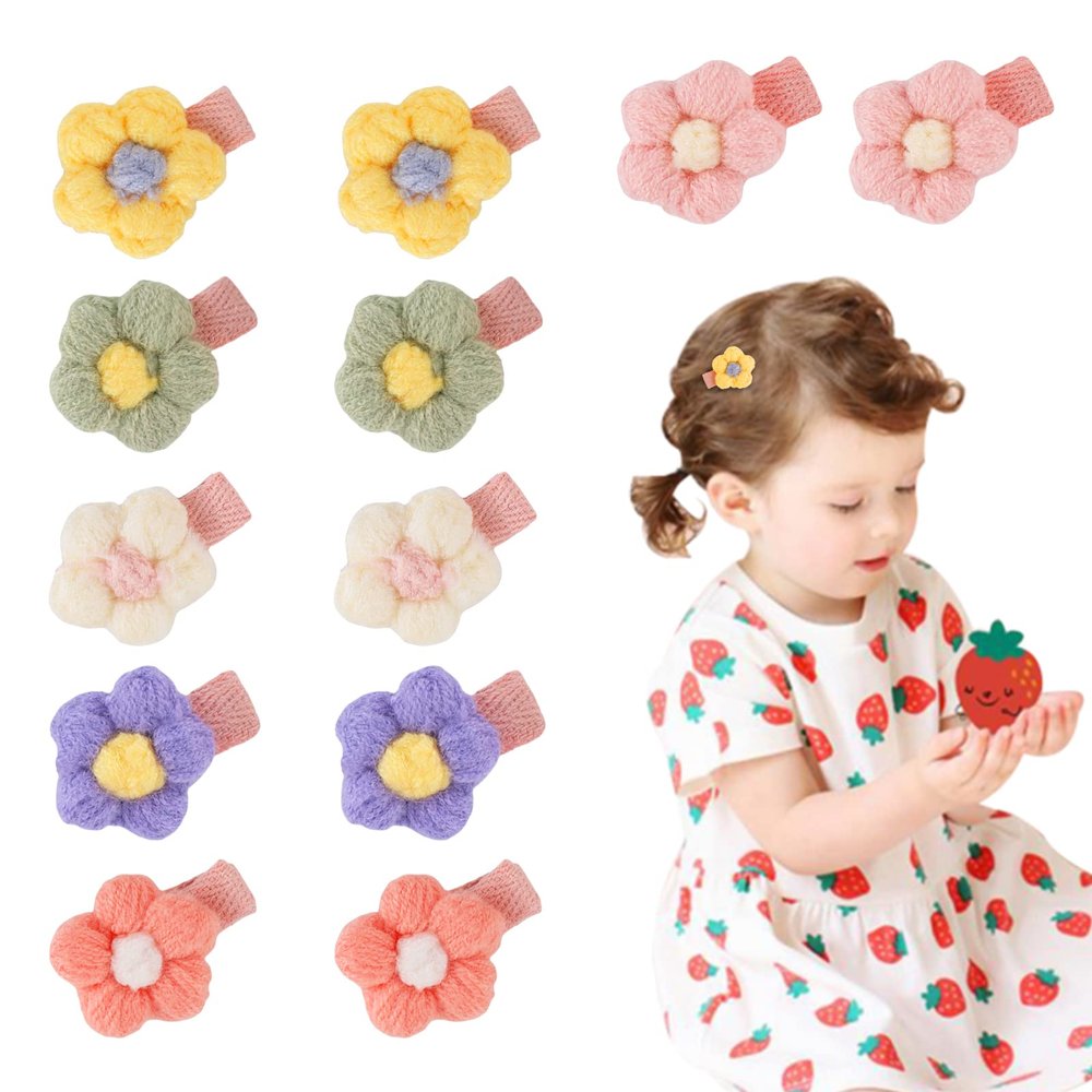 12PCS Baby Hair Clips, Plush Flower Hairpin Baby Hairpin Small Plush Hair Clips Girls Flower Hair Clips Cute Hairpins Hair Accessories for Baby Girls