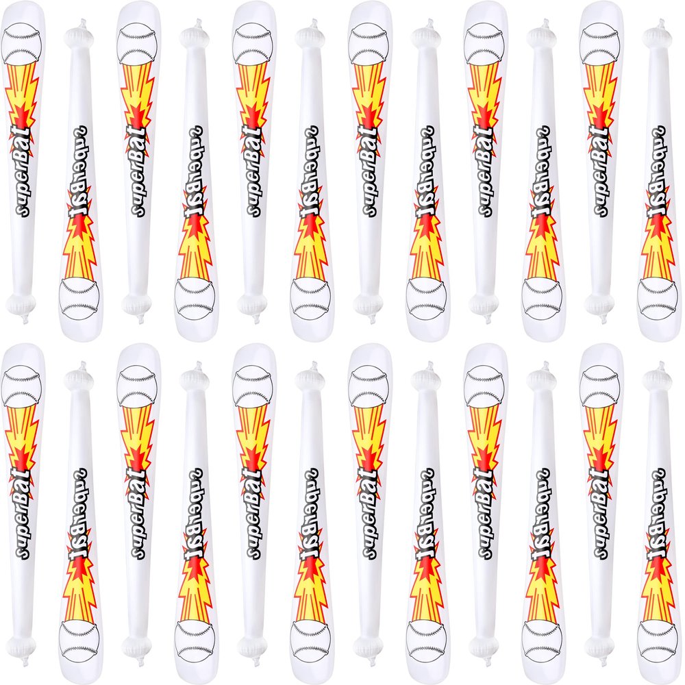 Sonarun 24 Pack Inflatable Baseball Bats Baseball Bat Inflates Sport Bulk for Baseball Theme Birthday Party Favors Summer Pool