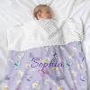 Daisy Flowers Butterfly Personalized Baby Blanket for Boys Girls,Custom Soft Minky Blanket Layer Dotted Newborn Naps 50X60 in view 2