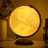 12'' Retro Illuminated World Globe with Wooden Stand, 2-1 Educ & Dcor Antique Night Light up Globe Built in LED & HD Printed Map, Antique Illuminated Glob for Adults & Kids, Home Dcor, Office view 1