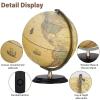 12'' Retro Illuminated World Globe with Wooden Stand, 2-1 Educ & Dcor Antique Night Light up Globe Built in LED & HD Printed Map, Antique Illuminated Glob for Adults & Kids, Home Dcor, Office view 2
