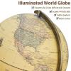 12'' Retro Illuminated World Globe with Wooden Stand, 2-1 Educ & Dcor Antique Night Light up Globe Built in LED & HD Printed Map, Antique Illuminated Glob for Adults & Kids, Home Dcor, Office view 3