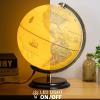 12'' Retro Illuminated World Globe with Wooden Stand, 2-1 Educ & Dcor Antique Night Light up Globe Built in LED & HD Printed Map, Antique Illuminated Glob for Adults & Kids, Home Dcor, Office view 4