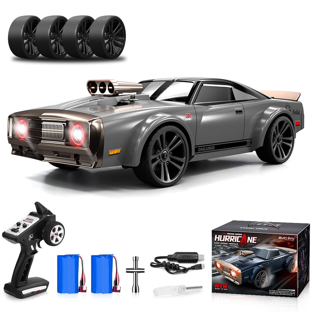 1/16 Fast RC Cars for Adults, RC Drift Car, 38KM/H High-Speed 4WD, Full Proportional Control, 6 LED Light Modes, 2 Rechargeable Batteries, RTR Drifting for Adults, Gift for Boys Kids and Girls