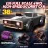 1/16 Fast RC Cars for Adults, RC Drift Car, 38KM/H High-Speed 4WD, Full Proportional Control, 6 LED Light Modes, 2 Rechargeable Batteries, RTR Drifting for Adults, Gift for Boys Kids and Girls view 2