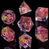 ARUOHHA DND Resin Dice Translucent Pink Leaf Sharp Edged Dragons Dice Set with Box, 7pcs Flower Inclusions Polyhedral Dungeons D and D Dice RPG Role Playing Game D20 D12 D10 D8 D6 D4 view 2
