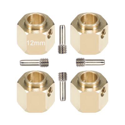 4pcs Brass Extended Wheel TRX4 Brass 12mm Wheel Hex Extended Adapter for RC Crawler TRX4 TRX-4 1/10 RC Hex Wheel Hubs Adapters (4pcs 12mm Wheel Hubs Adapters)