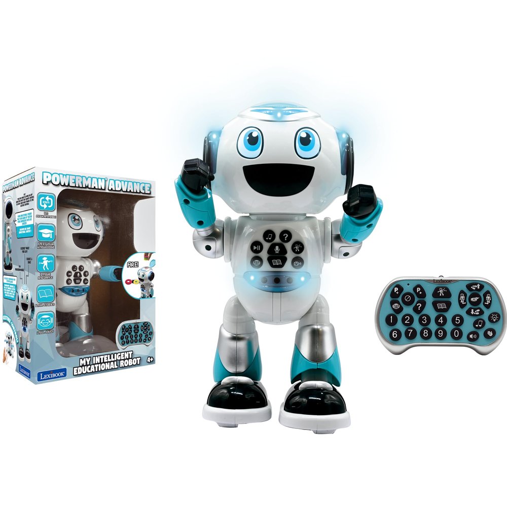 LEXiBOOK - Powerman Advance - Remote Control Robot, Interactive and Educational Toy for Children, Walks, Dances, Plays Music, Makes and Tells Stories, Educational quizzes, STEM programmable - ROB28EN