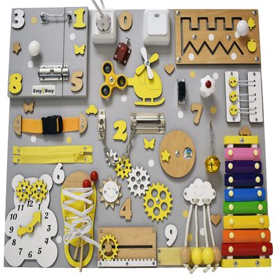 1, 2, 3 Year Old Girl Boy Gift, Toddler Busy Board, Montessori toys, Sensory boards, Fidget toy busyboard for one year old