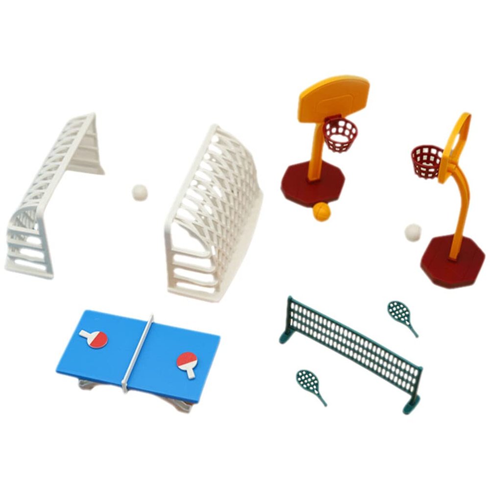 1 Set of Mini Basketball Hoop for Dollhouse, Mini Basketball Hoop Plastic Miniature Sports Figurines Miniature Sports Equipment for Dollhouse