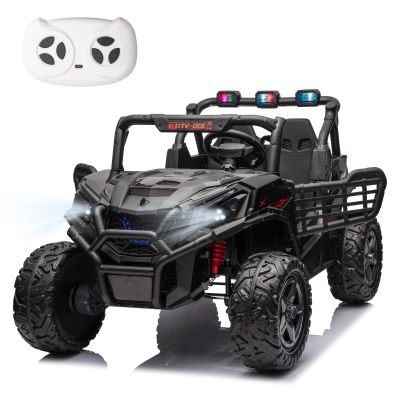 LUIBAS 24V 2-Seater Off-Road UTV for Kids, Ride On Car with Remote Control, Kids Electric Vehicle with Music, Bluetooth, Key Start, 4WD Ride On UTV for Boys Girls, Black