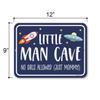 Honey Dew Gifts Little Man Cave 'No Girls Allowed, Just Mommy' 9x12 inch Tin Bedroom Sign, Housewarming Gift, Baby Boy Room Decor, Playroom Decor, HDG-1461 view 2