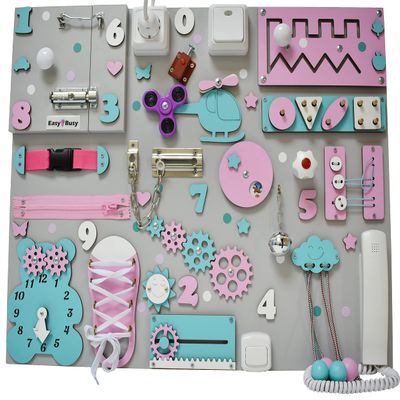 Busy Board 1 year old Montessori Christmas toddler gift for 1st Birthday Sensory board smart personalized wooden toy activity board