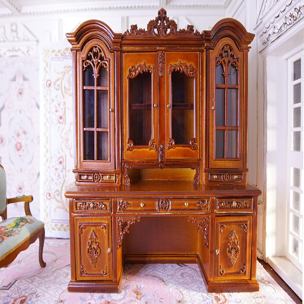 1:12 Scale Luxury French Style Miniature Dollhouse Bookcase Book Cabinet