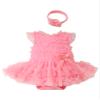 ACSUSS Baby Girls Cake Smash Party Outfit Sleeveless Frilly Skirted Romper Tulle Tutu Dress with Headband Hot Pink 0-3 Months view 1