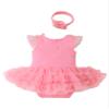 ACSUSS Baby Girls Cake Smash Party Outfit Sleeveless Frilly Skirted Romper Tulle Tutu Dress with Headband Hot Pink 0-3 Months view 2