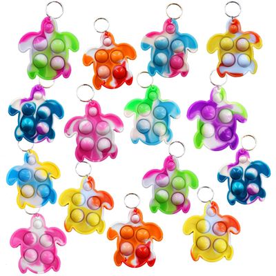 colorbopop Bulk Mini pop Bubble Keychain Fidget Present,Turtle Party Favors,Classroom Students Boys Girls Birthday Small Gifts