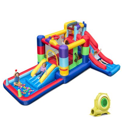BOUNTECH Inflatable Bounce House with Ball Pit, Dual Slides Bouncy House with Blower for Kids 5-12 Indoor Outdoor Backyard Party Fun, Toddler Jumper Bouncy Castle with Slide for Birthday Party Gift
