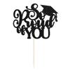 1Pc So Proud of You Cake Topper with Gold Glitter Diploma Graduation Cap Cake Pick Congrats Class of 2026 Cake Decorations for 2026 Graduation Theme High School Boys Girls Party Supplies Black view 3