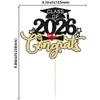 1Pc Class of 2026 Cake Topper Glitter Congrats Grad Cap 2026 Graduation Cake Pick Decorations for 2026 Graduation Theme High School Boys Girls Graduate Party Cake Decorations Supplies Black Gold view 2