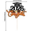 1Pc Class of 2026 Cake Topper Glitter Congrats Grad Cap 2026 Graduation Cake Pick for 2026 Graduation Theme High School Boys Girls Graduate Party Cake Decorations Supplies Black Orange view 2