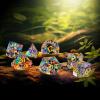 LUCKY-M Rainbow Gemstone Dice DND Dungeons and Dragons Dice Set Handmade RPG Dice D&D Accessories Gift Natural Stone Dice (Rainbow Mirror Crack) view 2