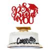 1Pc So Proud of You Cake Topper with Gold Glitter Diploma Graduation Cap Cake Pick Congrats Class of 2026 Cake Decorations for 2026 Theme High School Boys Girls Graduate Party Supplies Red view 1